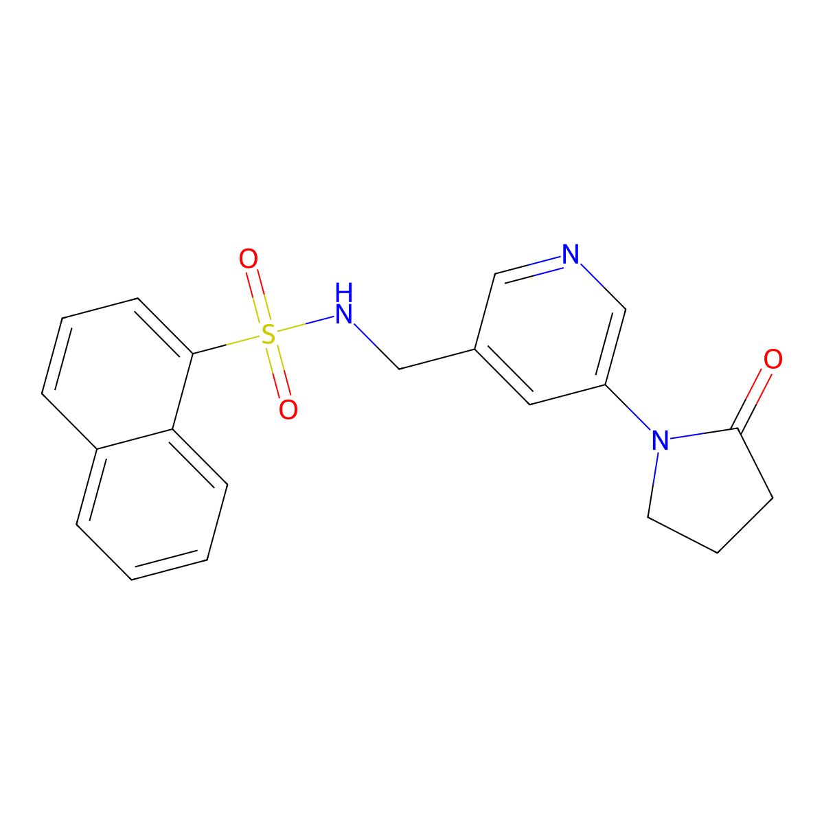 N-{[5-(2-oxopyrrolidin-1-yl)pyridin-3-yl]methyl}naphthalene-1-sulfonamide molecular structure, CAS 2034523-73-2