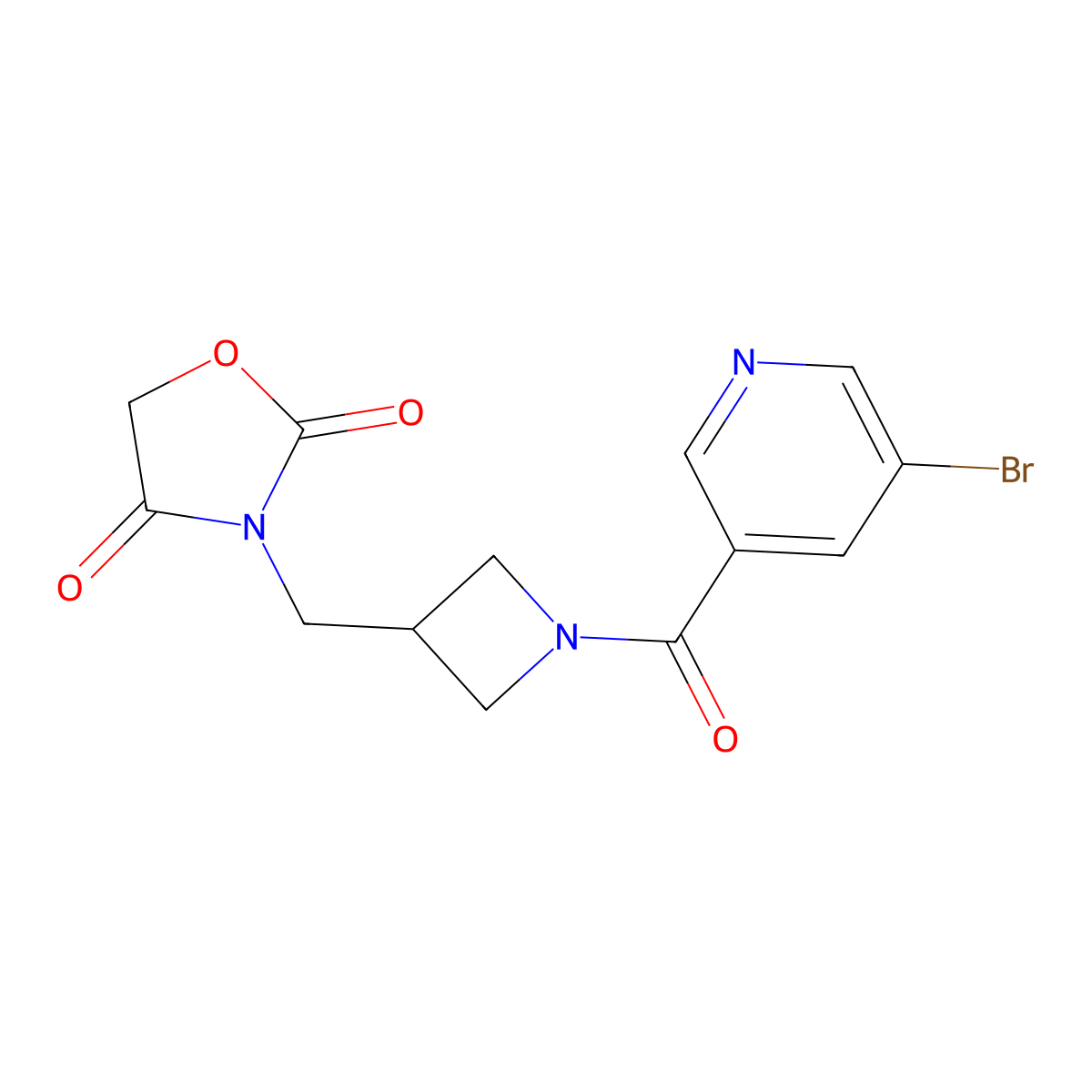 3-((1-(5-Bromonicotinoyl)azetidin-3-yl)methyl)oxazolidine-2,4-dione molecular structure, CAS 2034523-74-3