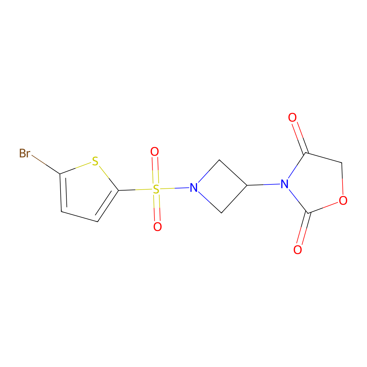 3-(1-((5-Bromothiophen-2-yl)sulfonyl)azetidin-3-yl)oxazolidine-2,4-dione molecular structure, CAS 2034523-75-4