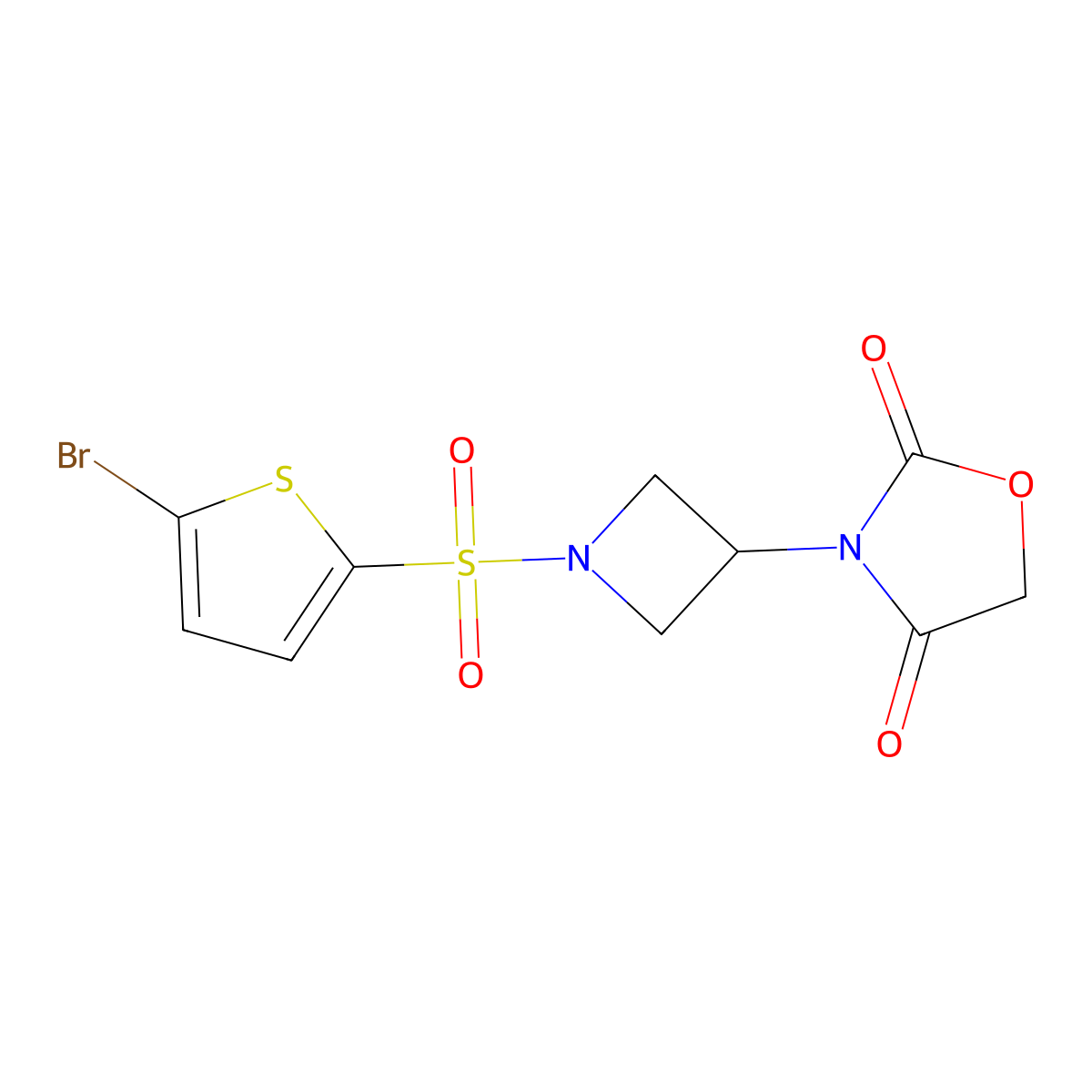3-(1-((5-Bromothiophen-2-yl)sulfonyl)azetidin-3-yl)oxazolidine-2,4-dione molecular structure, CAS 2034523-75-4