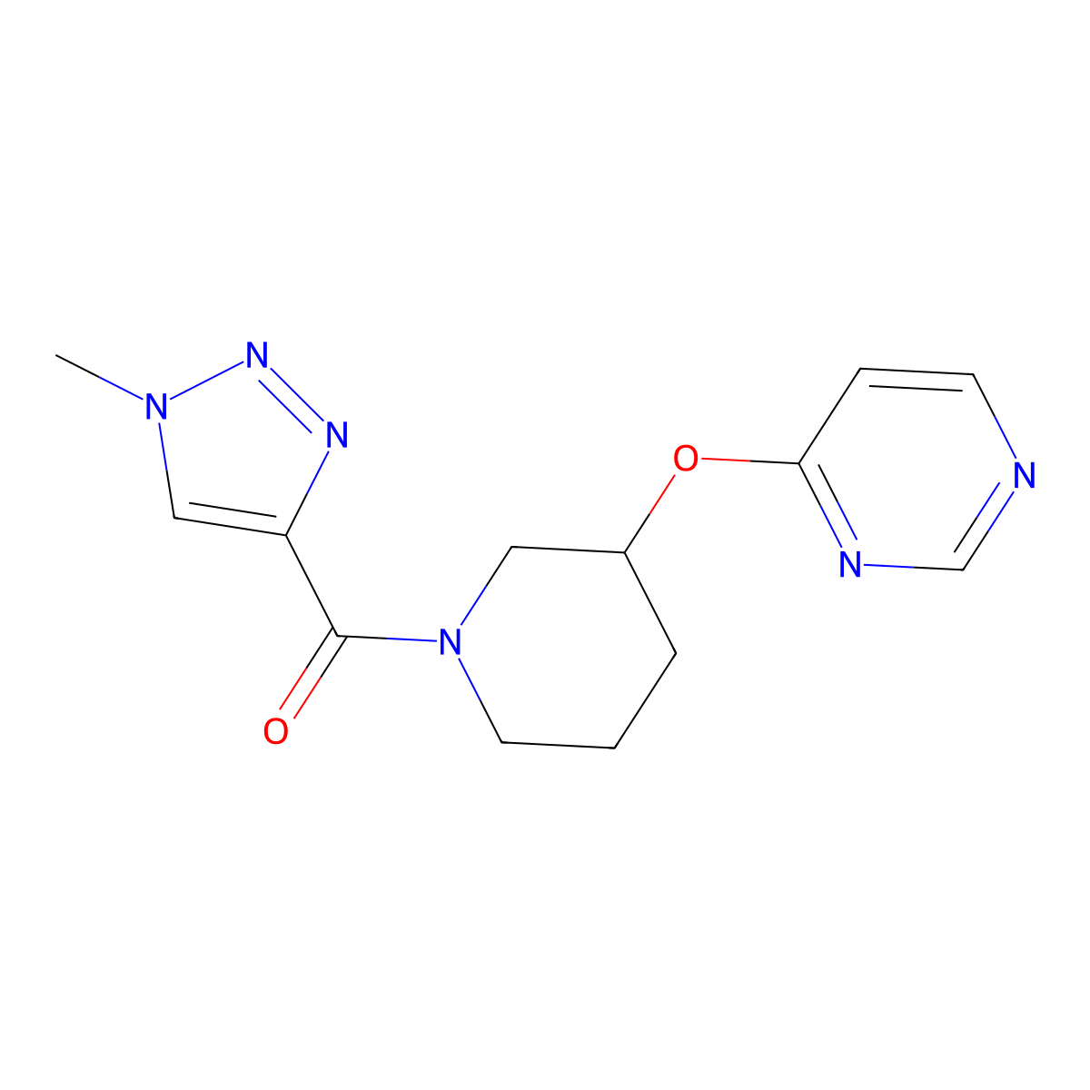 (1-methyl-1H-1,2,3-triazol-4-yl)(3-(pyrimidin-4-yloxy)piperidin-1-yl)methanone molecular structure, CAS 2034523-82-3