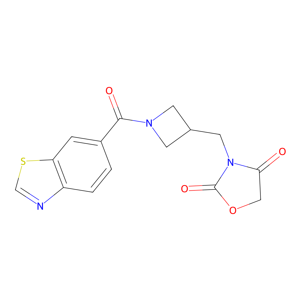 3-((1-(Benzo[d]thiazole-6-carbonyl)azetidin-3-yl)methyl)oxazolidine-2,4-dione molecular structure, CAS 2034523-84-5
