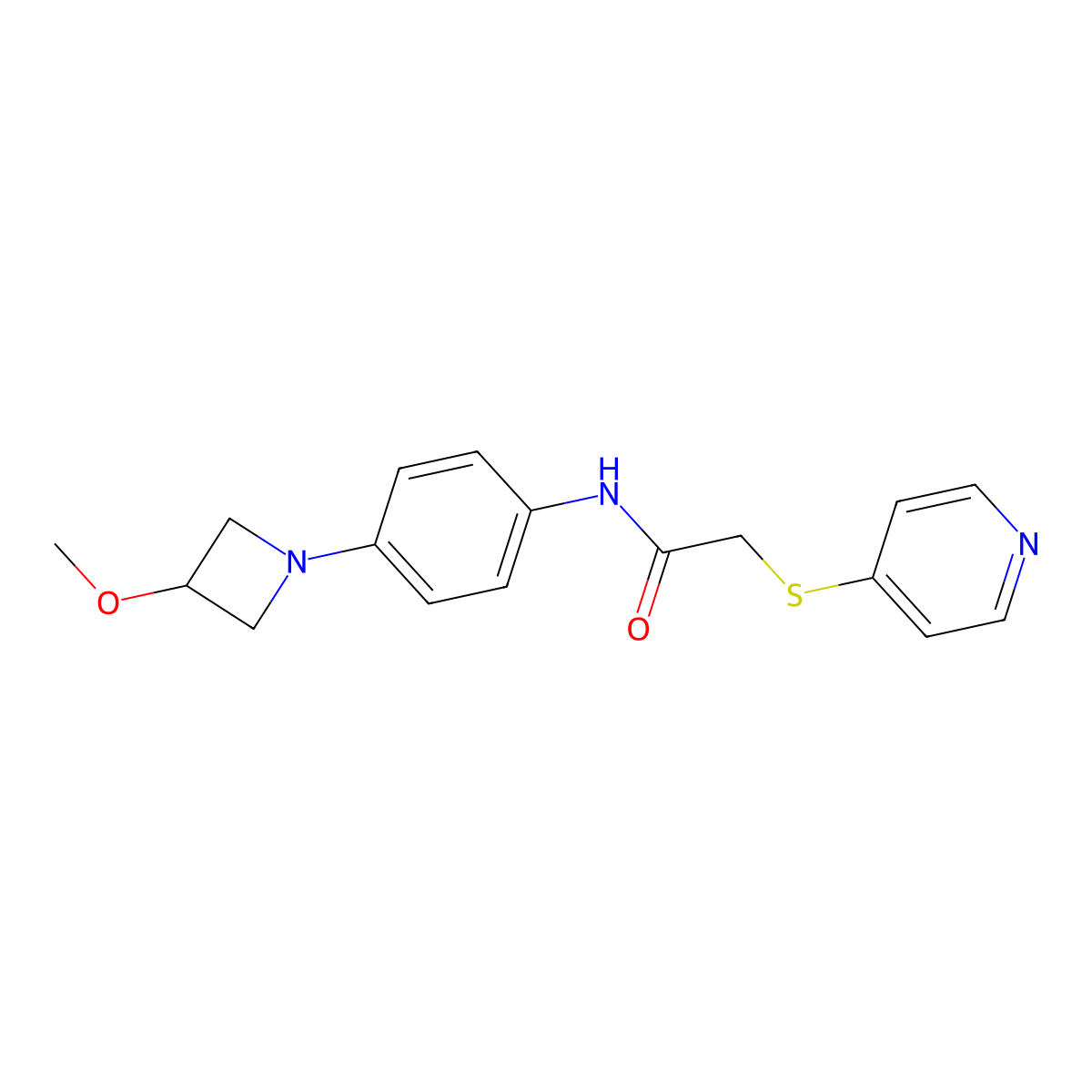 N-(4-(3-methoxyazetidin-1-yl)phenyl)-2-(pyridin-4-ylthio)acetamide molecular structure, CAS 2034523-87-8