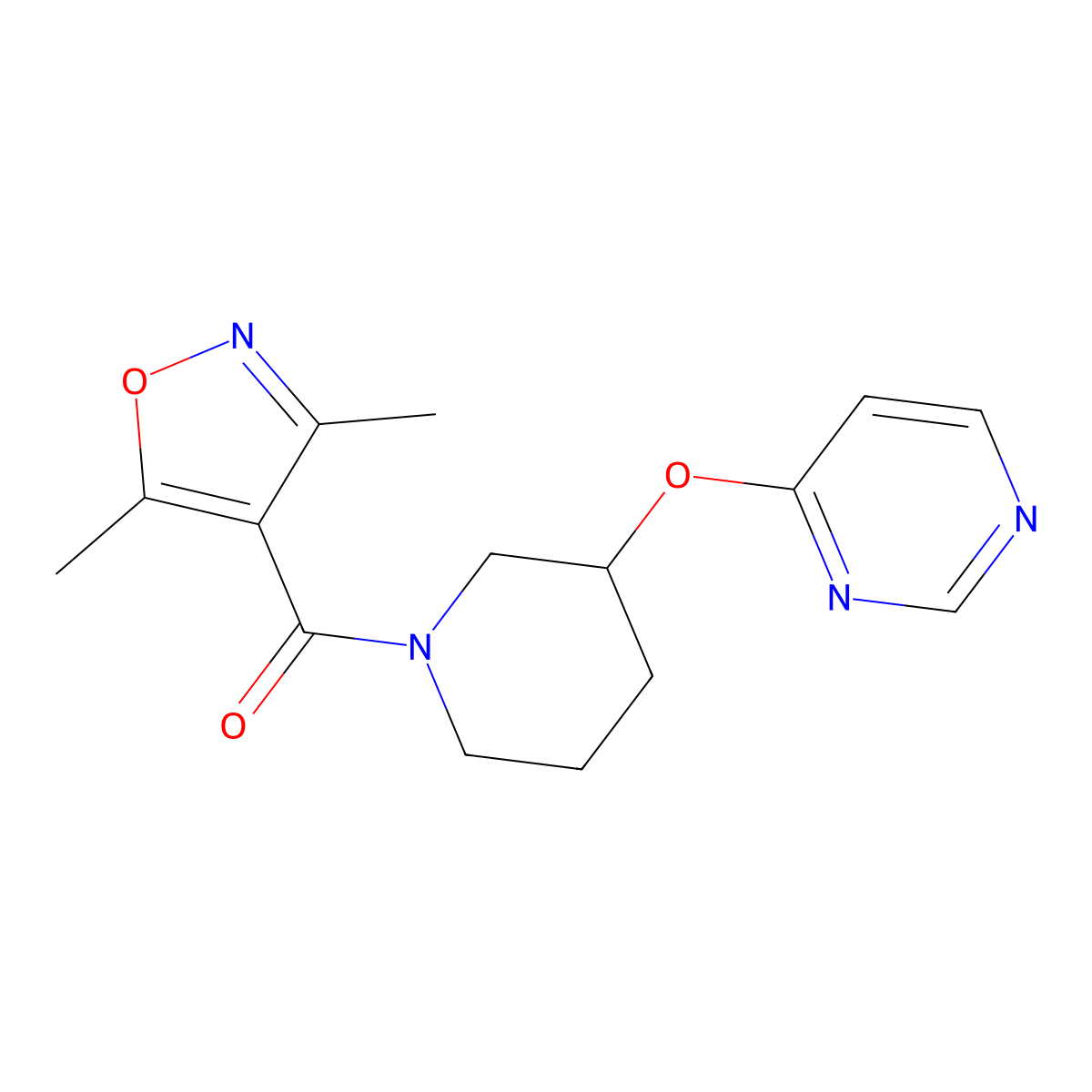 4-{[1-(3,5-Dimethyl-1,2-oxazole-4-carbonyl)piperidin-3-yl]oxy}pyrimidine molecular structure, CAS 2034523-91-4