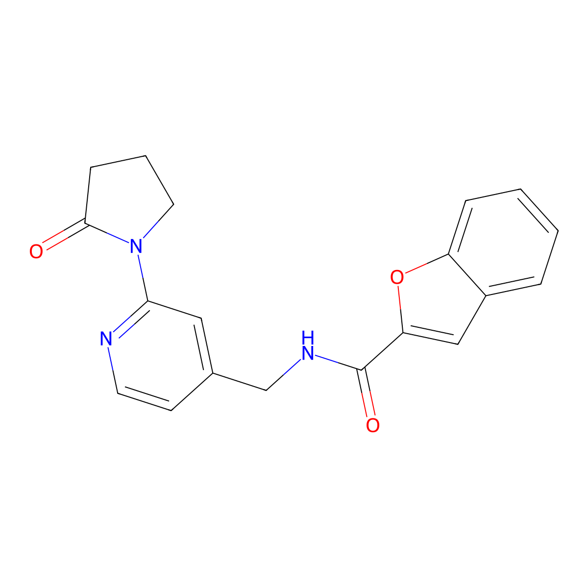 N-((2-(2-oxopyrrolidin-1-yl)pyridin-4-yl)methyl)benzofuran-2-carboxamide molecular structure, CAS 2034523-92-5
