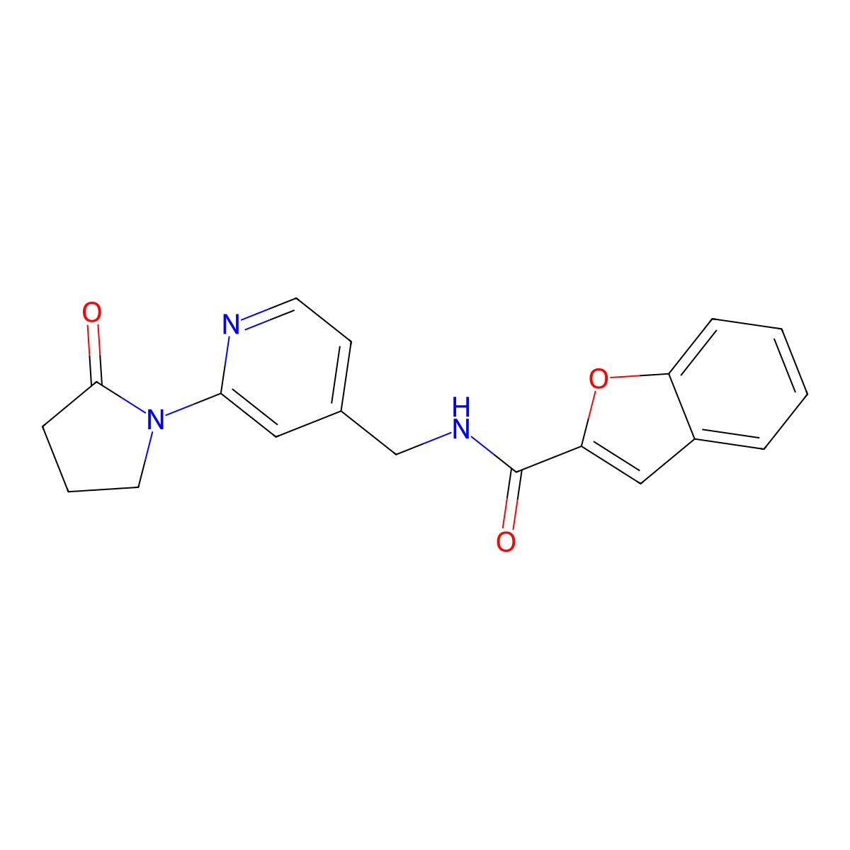N-((2-(2-oxopyrrolidin-1-yl)pyridin-4-yl)methyl)benzofuran-2-carboxamide molecular structure, CAS 2034523-92-5