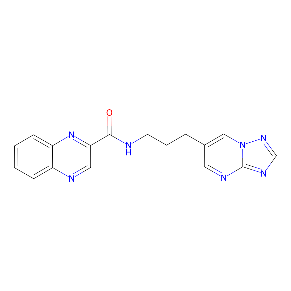 N-(3-([1,2,4]triazolo[1,5-a]pyrimidin-6-yl)propyl)quinoxaline-2-carboxamide molecular structure, CAS 2034523-93-6