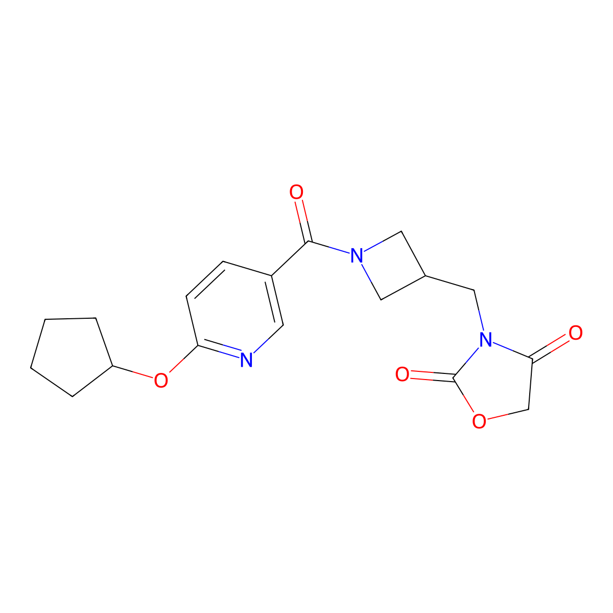 3-((1-(6-(Cyclopentyloxy)nicotinoyl)azetidin-3-yl)methyl)oxazolidine-2,4-dione molecular structure, CAS 2034523-95-8