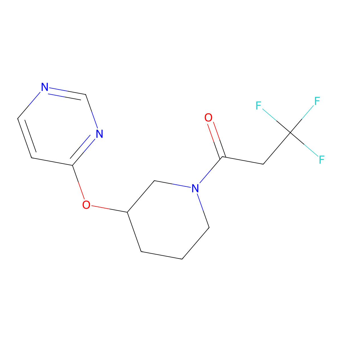 3,3,3-Trifluoro-1-[3-(pyrimidin-4-yloxy)piperidin-1-yl]propan-1-one molecular structure, CAS 2034523-99-2
