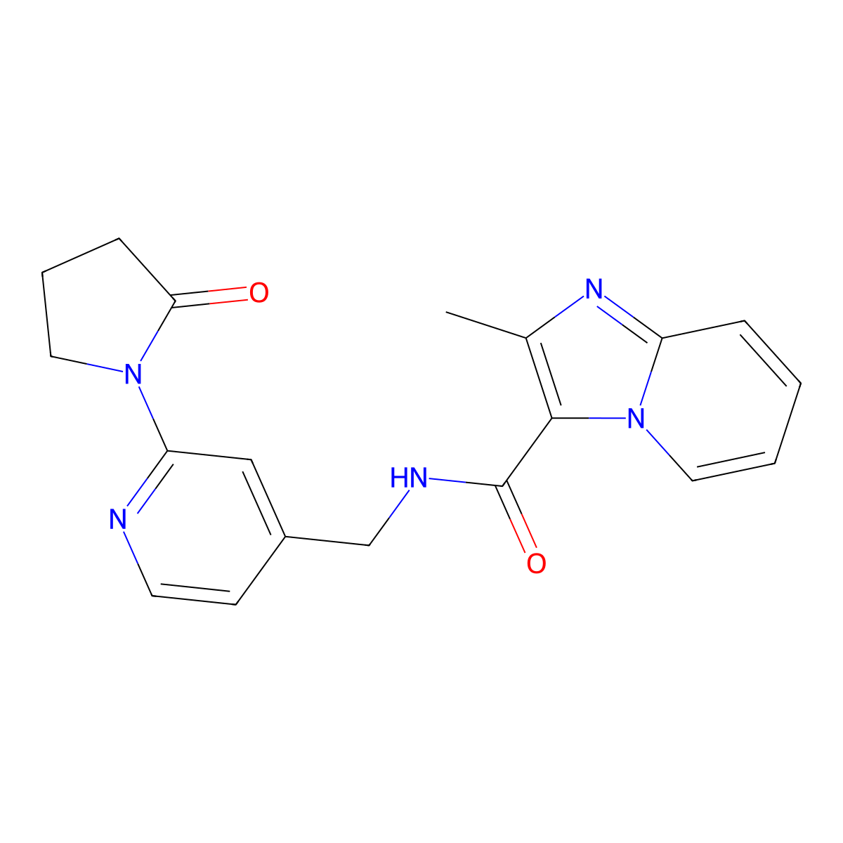2-methyl-N-{[2-(2-oxopyrrolidin-1-yl)pyridin-4-yl]methyl}imidazo[1,2-a]pyridine-3-carboxamide molecular structure, CAS 2034524-01-9