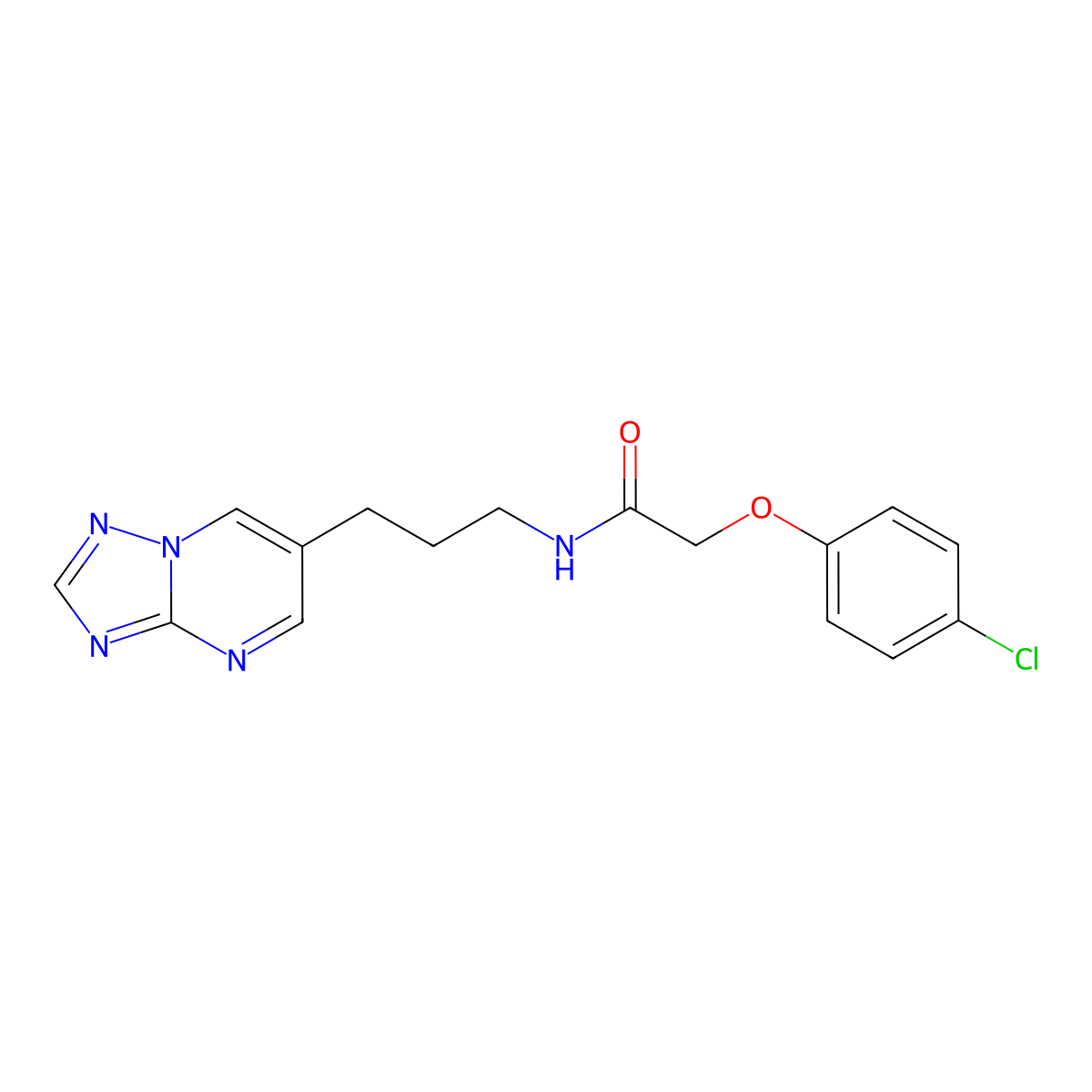 N-(3-([1,2,4]triazolo[1,5-a]pyrimidin-6-yl)propyl)-2-(4-chlorophenoxy)acetamide molecular structure, CAS 2034524-04-2