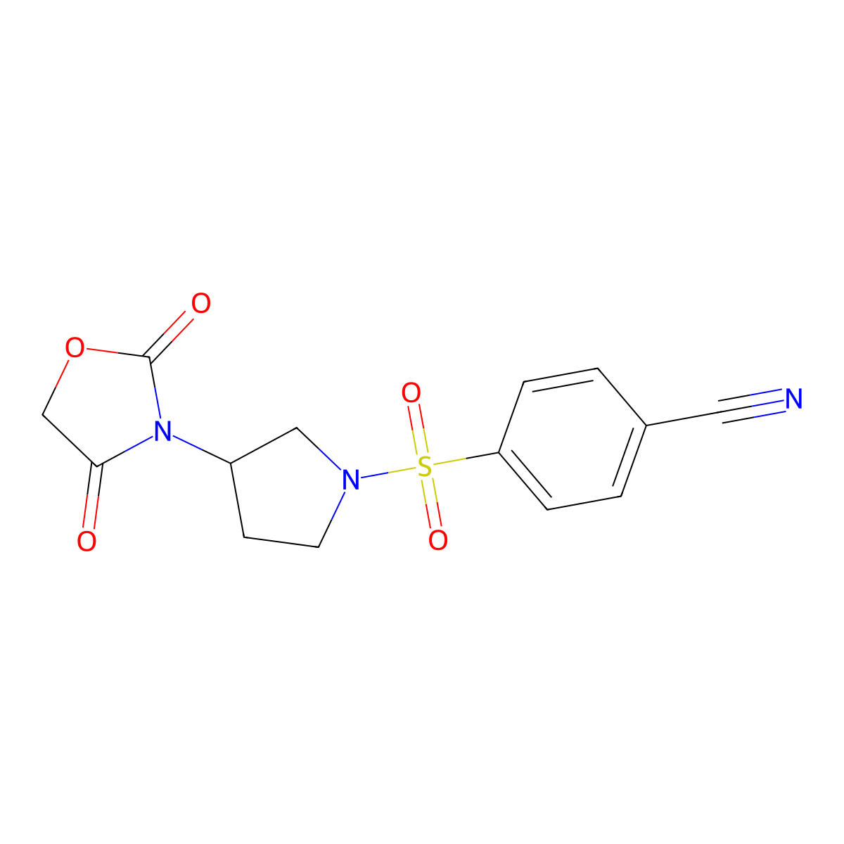4-((3-(2,4-Dioxooxazolidin-3-yl)pyrrolidin-1-yl)sulfonyl)benzonitrile molecular structure, CAS 2034524-12-2