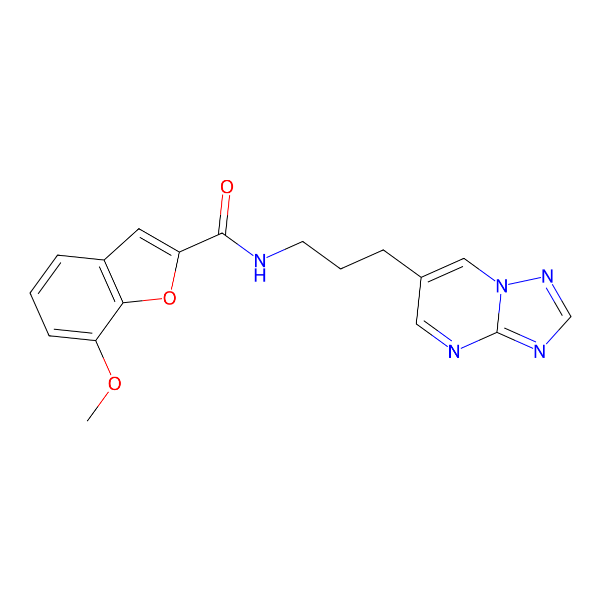N-(3-([1,2,4]triazolo[1,5-a]pyrimidin-6-yl)propyl)-7-methoxybenzofuran-2-carboxamide molecular structure, CAS 2034524-14-4