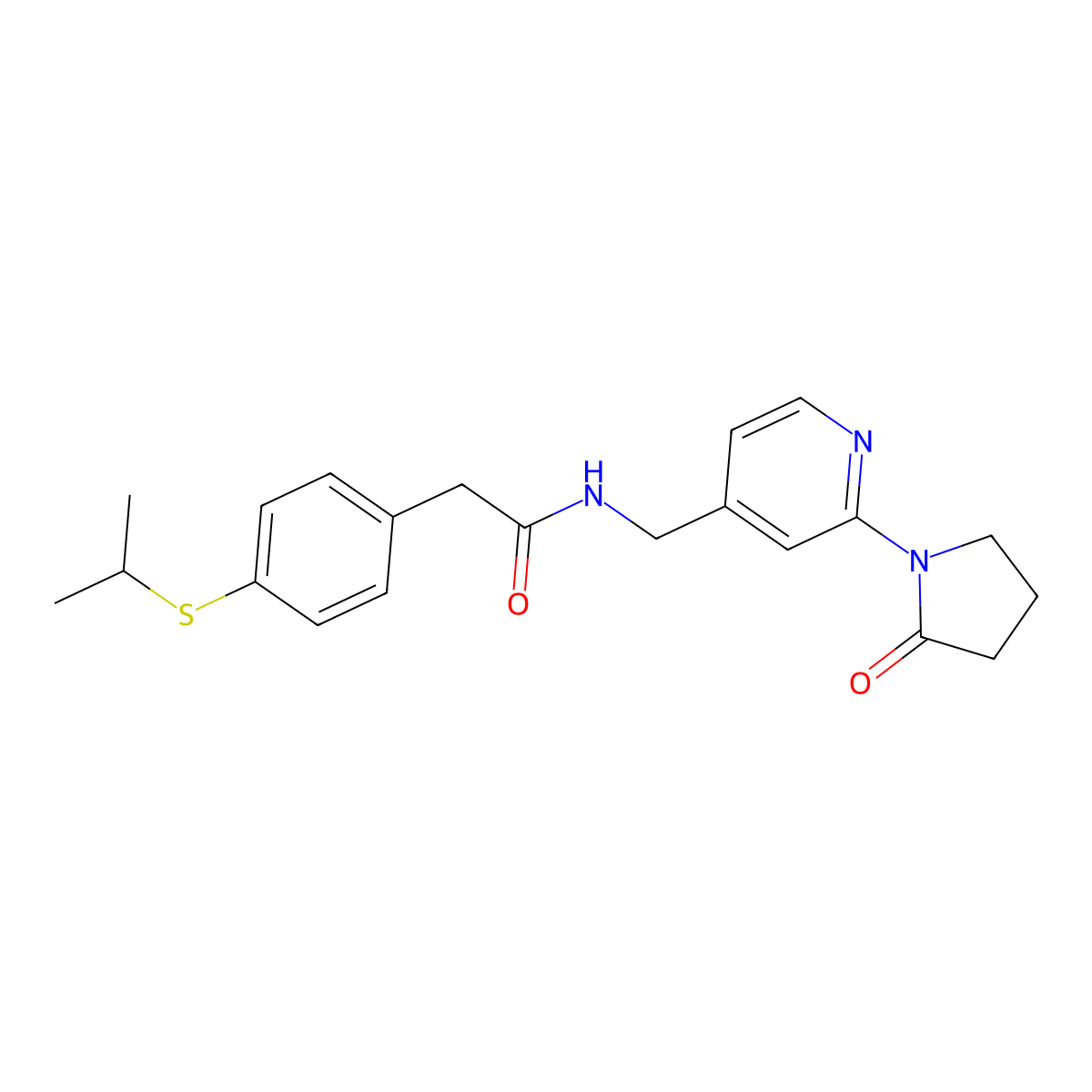 2-(4-(isopropylthio)phenyl)-N-((2-(2-oxopyrrolidin-1-yl)pyridin-4-yl)methyl)acetamide molecular structure, CAS 2034524-15-5