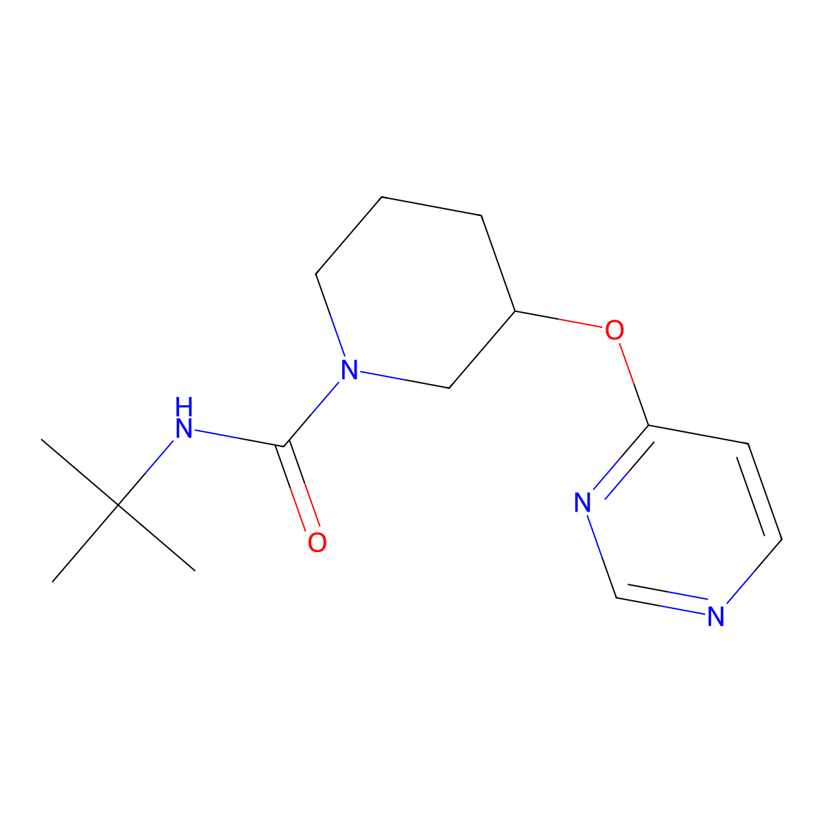 N-(tert-butyl)-3-(pyrimidin-4-yloxy)piperidine-1-carboxamide molecular structure, CAS 2034524-20-2