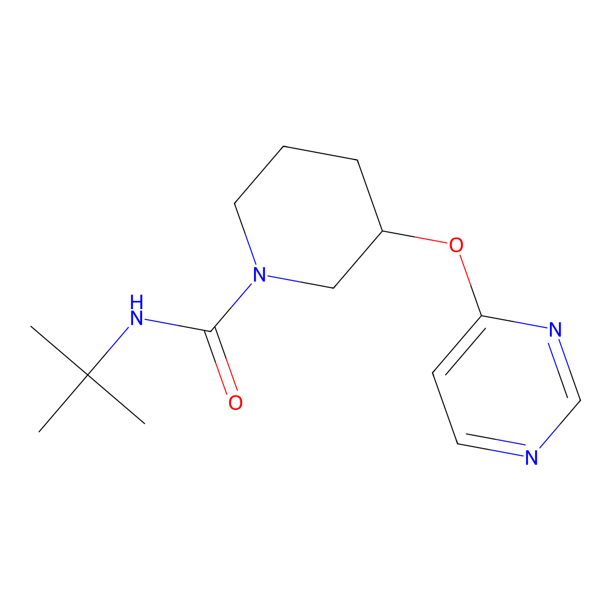 N-(tert-butyl)-3-(pyrimidin-4-yloxy)piperidine-1-carboxamide molecular structure, CAS 2034524-20-2
