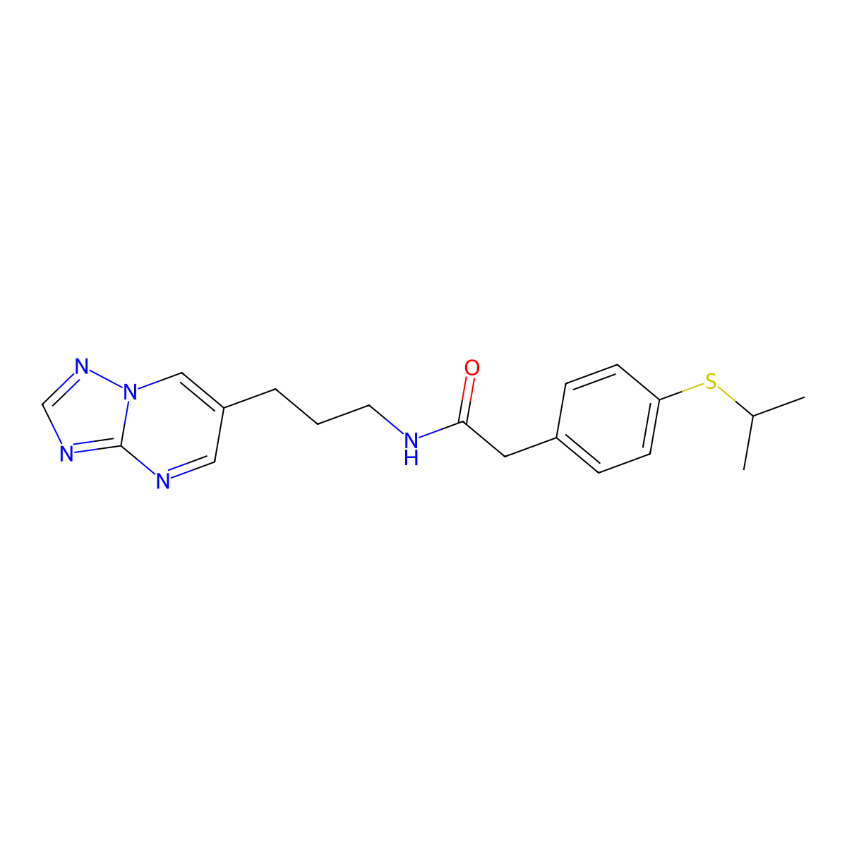 N-(3-([1,2,4]triazolo[1,5-a]pyrimidin-6-yl)propyl)-2-(4-(isopropylthio)phenyl)acetamide molecular structure, CAS 2034524-23-5