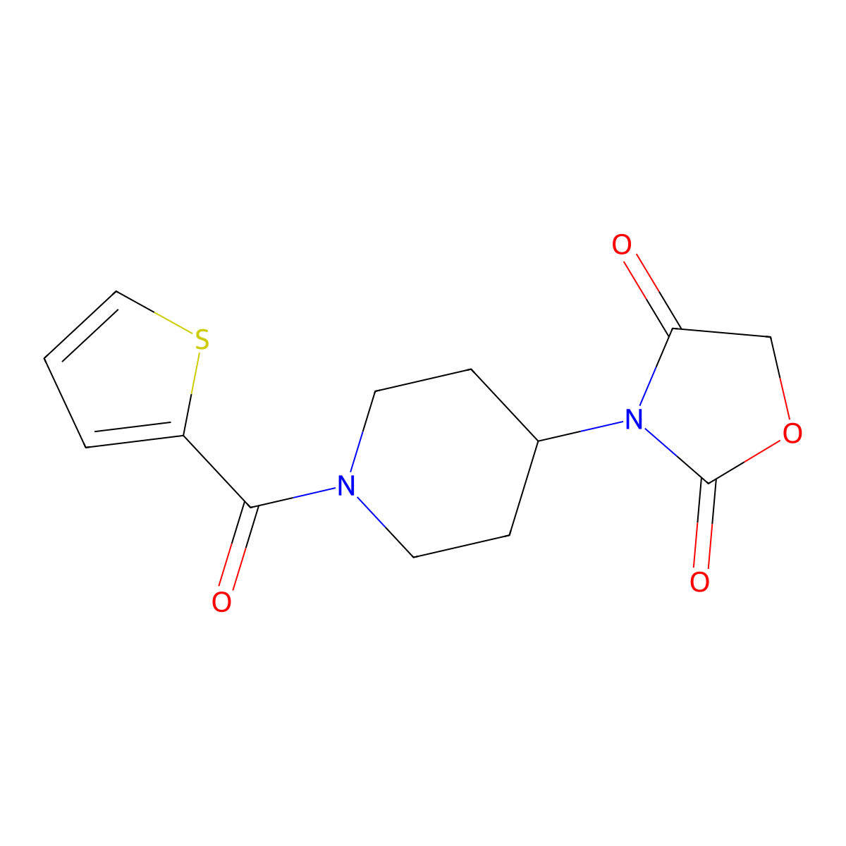 3-(1-(Thiophene-2-carbonyl)piperidin-4-yl)oxazolidine-2,4-dione molecular structure, CAS 2034524-24-6