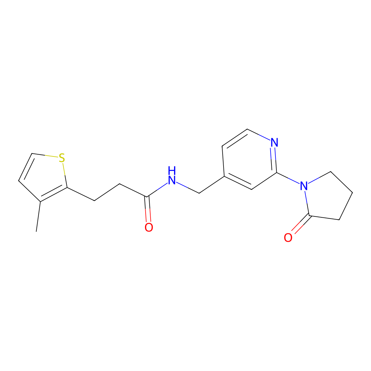 3-(3-methylthiophen-2-yl)-N-{[2-(2-oxopyrrolidin-1-yl)pyridin-4-yl]methyl}propanamide molecular structure, CAS 2034524-29-1