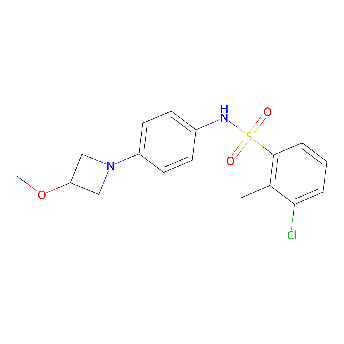 3-chloro-N-(4-(3-methoxyazetidin-1-yl)phenyl)-2-methylbenzenesulfonamide molecular structure, CAS 2034524-41-7