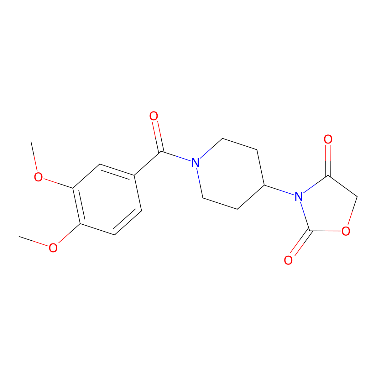 3-(1-(3,4-Dimethoxybenzoyl)piperidin-4-yl)oxazolidine-2,4-dione molecular structure, CAS 2034524-42-8