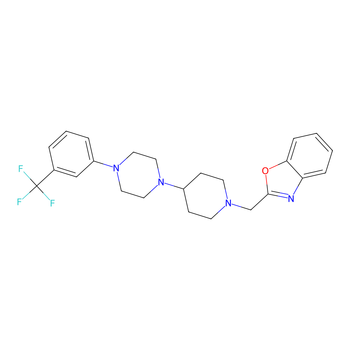 2-((4-(4-(3-(Trifluoromethyl)phenyl)piperazin-1-yl)piperidin-1-yl)methyl)benzo[d]oxazole molecular structure, CAS 2034524-44-0