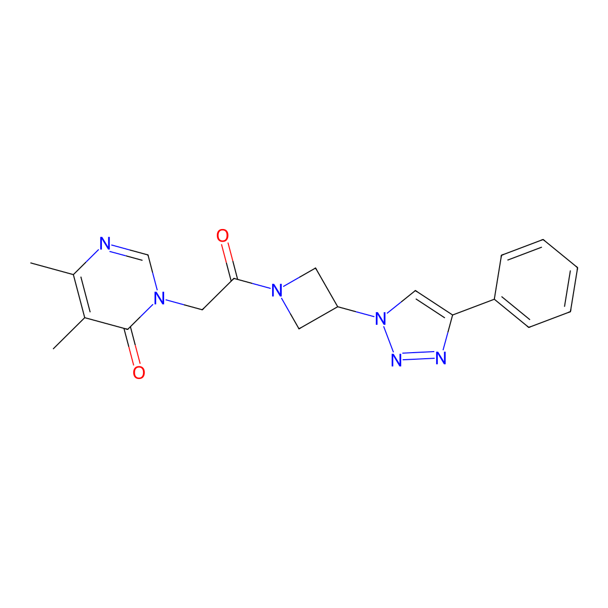 5,6-dimethyl-3-(2-oxo-2-(3-(4-phenyl-1H-1,2,3-triazol-1-yl)azetidin-1-yl)ethyl)pyrimidin-4(3H)-one molecular structure, CAS 2034524-47-3