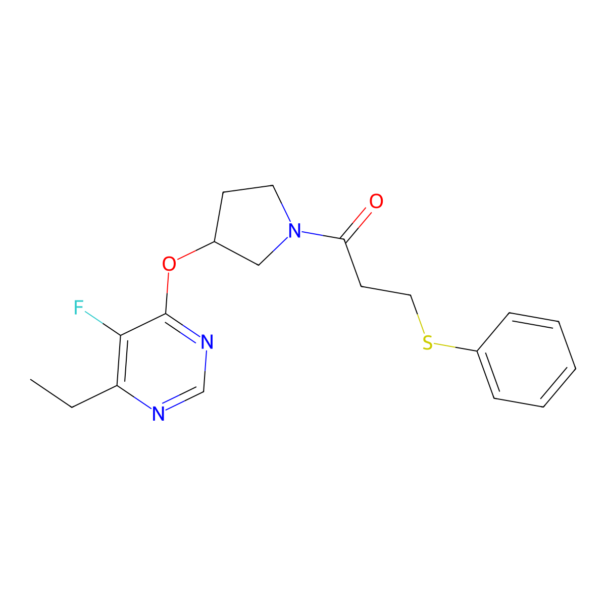 1-(3-((6-Ethyl-5-fluoropyrimidin-4-yl)oxy)pyrrolidin-1-yl)-3-(phenylthio)propan-1-one molecular structure, CAS 2034524-50-8