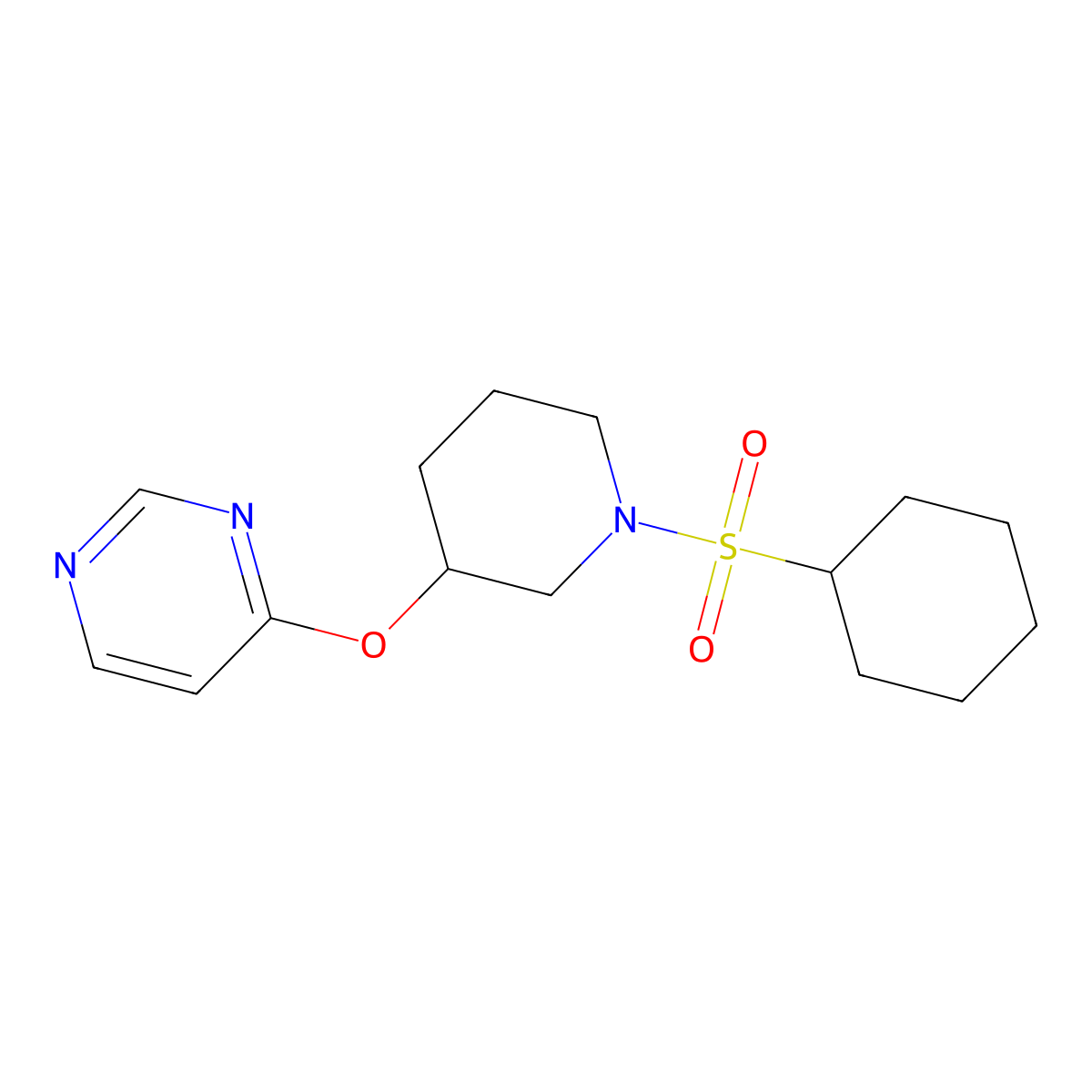 4-((1-(Cyclohexylsulfonyl)piperidin-3-yl)oxy)pyrimidine molecular structure, CAS 2034524-53-1