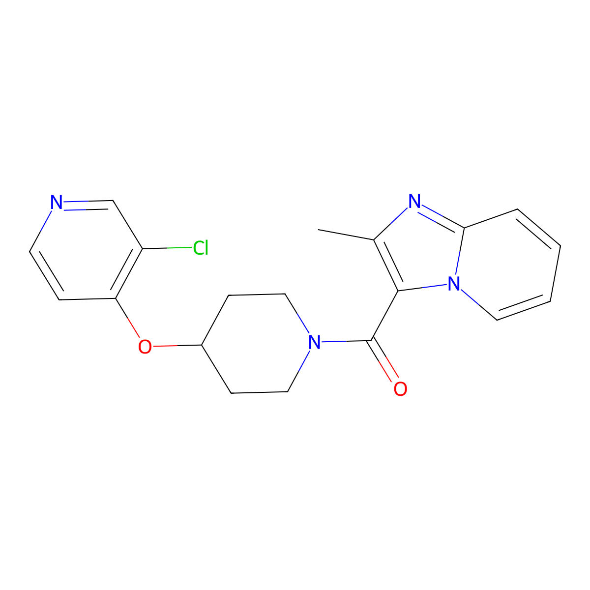 (4-((3-Chloropyridin-4-yl)oxy)piperidin-1-yl)(2-methylimidazo[1,2-a]pyridin-3-yl)methanone molecular structure, CAS 2034524-57-5