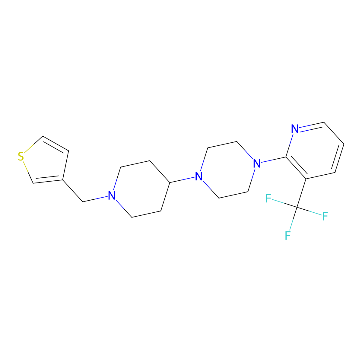1-(1-(Thiophen-3-ylmethyl)piperidin-4-yl)-4-(3-(trifluoromethyl)pyridin-2-yl)piperazine molecular structure, CAS 2034524-58-6