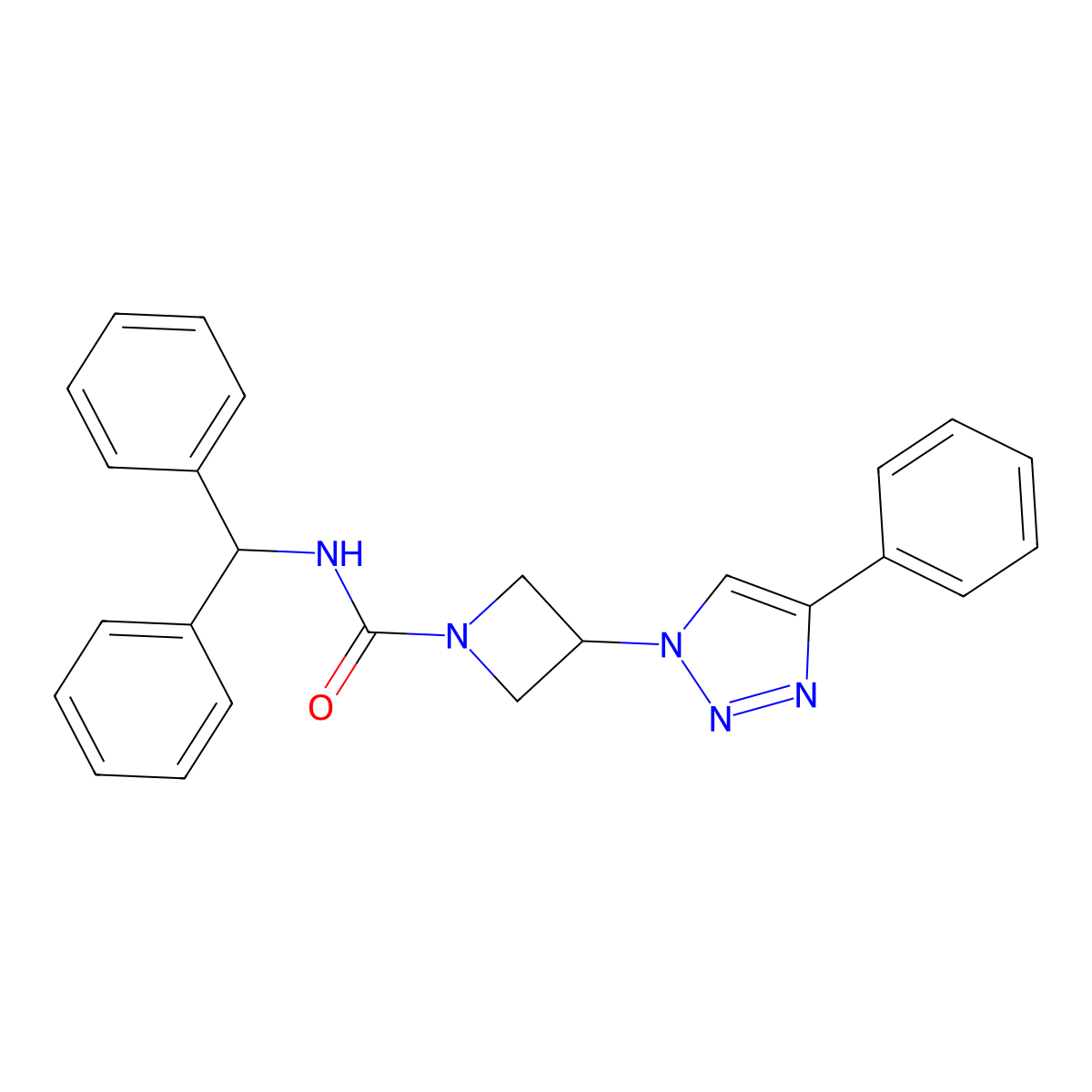 N-benzhydryl-3-(4-phenyl-1H-1,2,3-triazol-1-yl)azetidine-1-carboxamide molecular structure, CAS 2034524-61-1