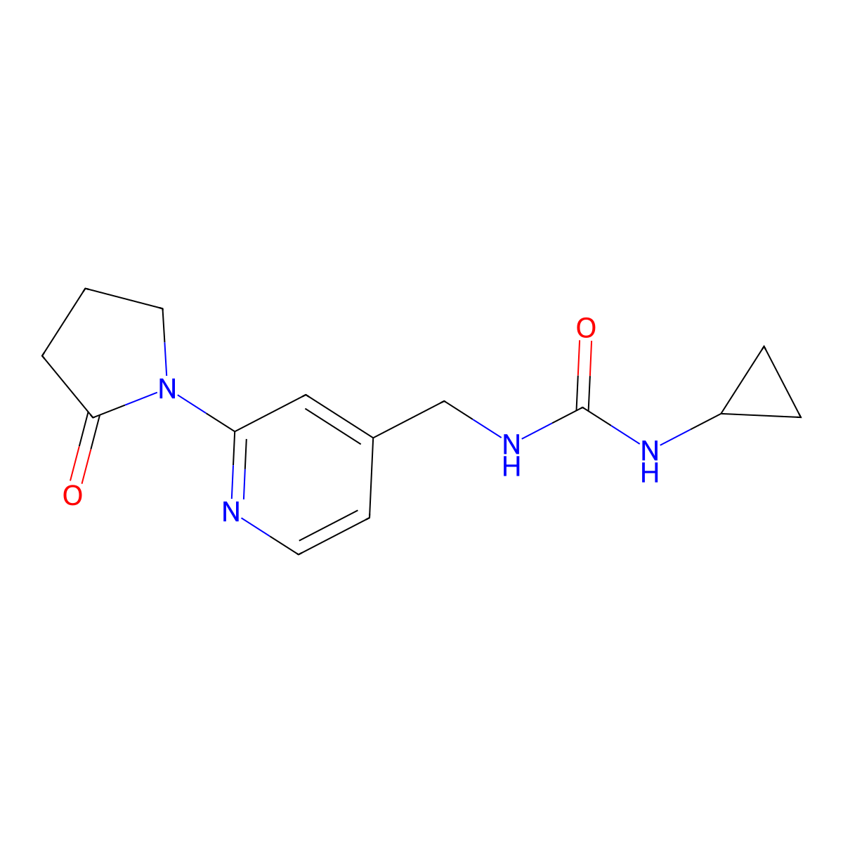 1-Cyclopropyl-3-((2-(2-oxopyrrolidin-1-yl)pyridin-4-yl)methyl)urea molecular structure, CAS 2034524-65-5