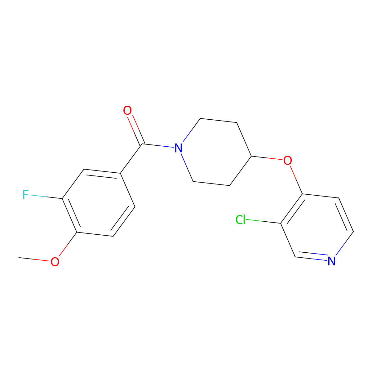 (4-((3-Chloropyridin-4-yl)oxy)piperidin-1-yl)(3-fluoro-4-methoxyphenyl)methanone molecular structure, CAS 2034524-74-6