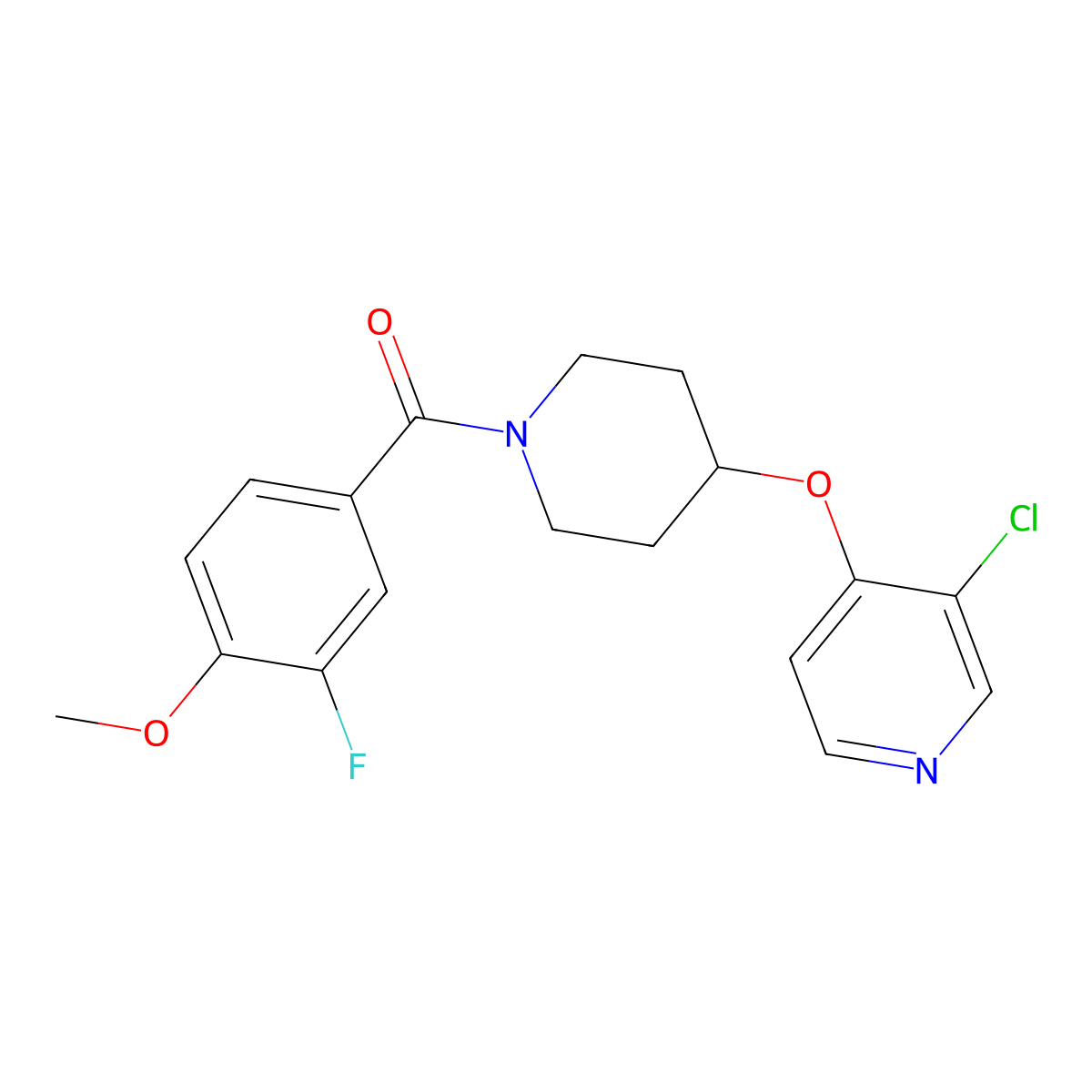 (4-((3-Chloropyridin-4-yl)oxy)piperidin-1-yl)(3-fluoro-4-methoxyphenyl)methanone molecular structure, CAS 2034524-74-6