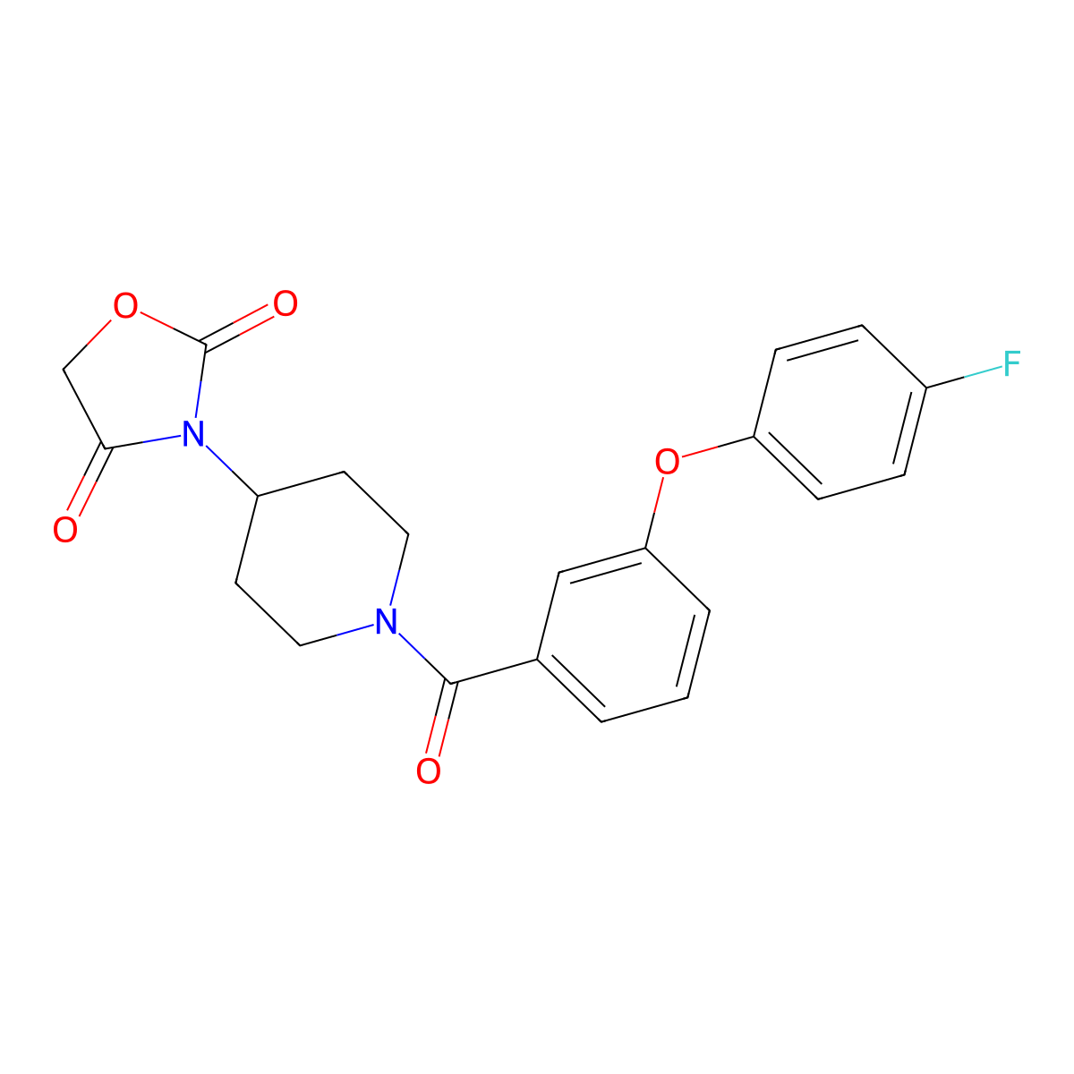 3-(1-(3-(4-Fluorophenoxy)benzoyl)piperidin-4-yl)oxazolidine-2,4-dione molecular structure, CAS 2034524-76-8