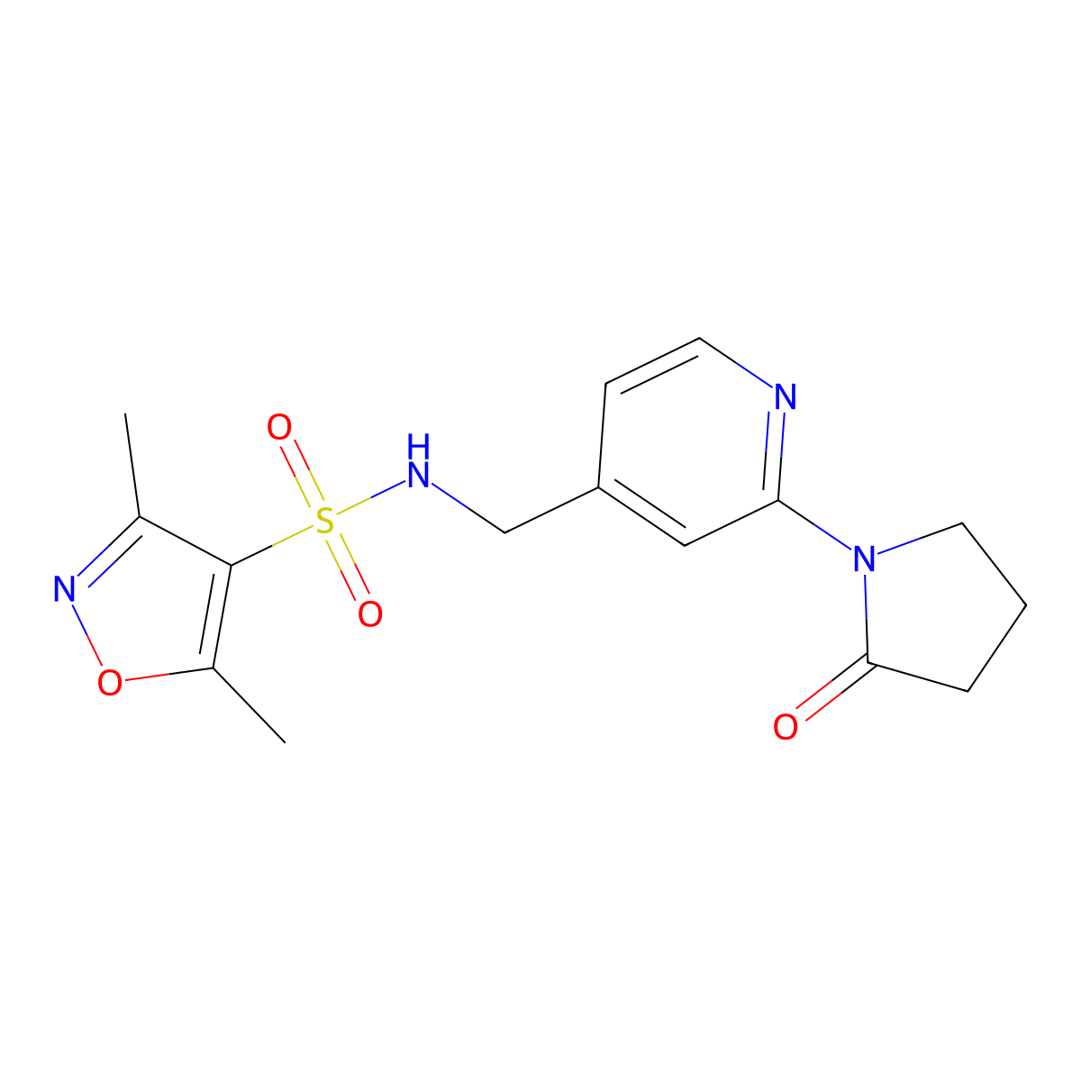 3,5-dimethyl-N-((2-(2-oxopyrrolidin-1-yl)pyridin-4-yl)methyl)isoxazole-4-sulfonamide molecular structure, CAS 2034524-81-5