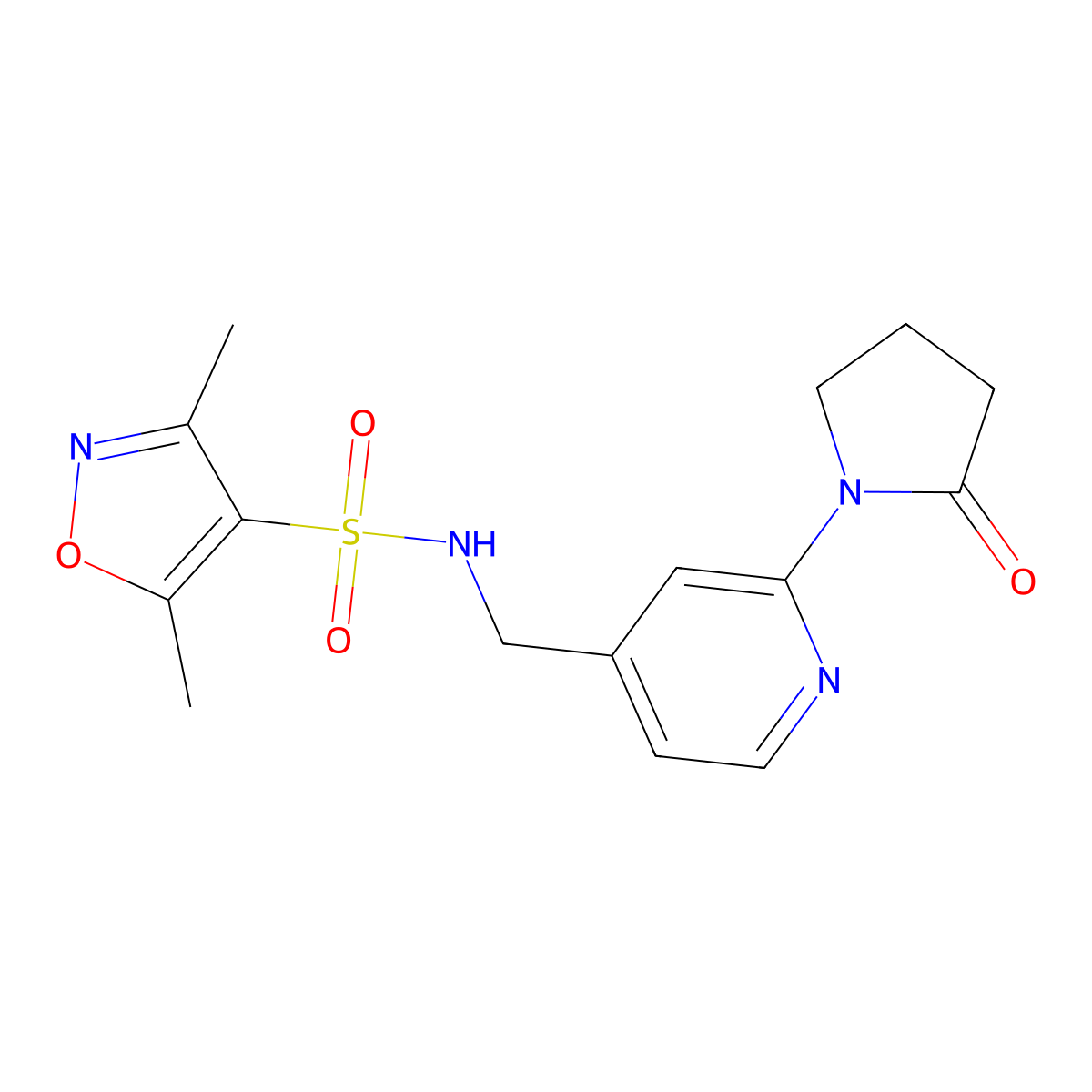 3,5-dimethyl-N-((2-(2-oxopyrrolidin-1-yl)pyridin-4-yl)methyl)isoxazole-4-sulfonamide molecular structure, CAS 2034524-81-5