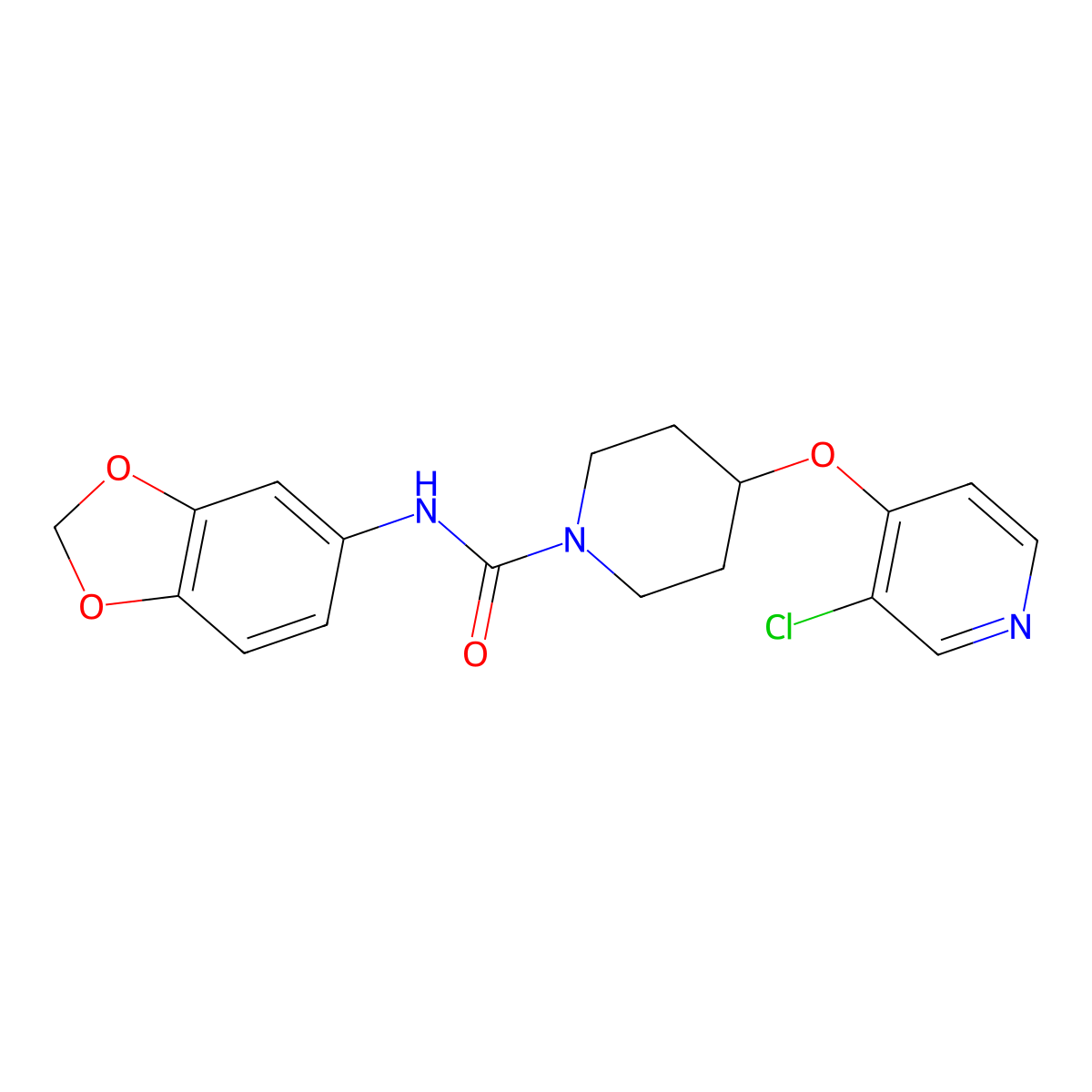 N-(benzo[d][1,3]dioxol-5-yl)-4-((3-chloropyridin-4-yl)oxy)piperidine-1-carboxamide molecular structure, CAS 2034524-82-6