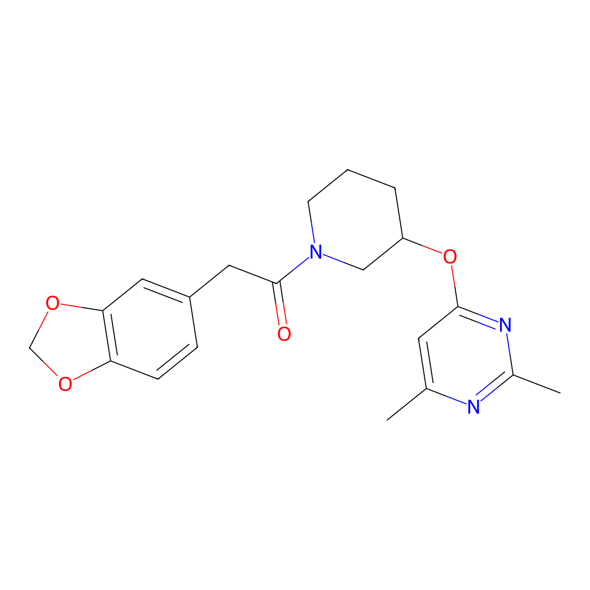 2-(Benzo[d][1,3]dioxol-5-yl)-1-(3-((2,6-dimethylpyrimidin-4-yl)oxy)piperidin-1-yl)ethanone molecular structure, CAS 2034524-85-9