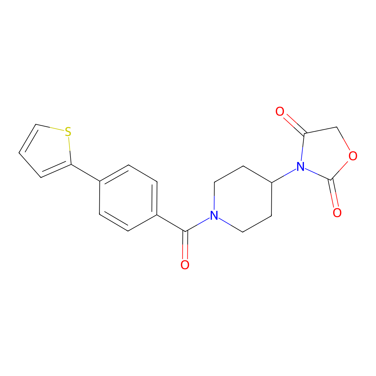 3-(1-(4-(Thiophen-2-yl)benzoyl)piperidin-4-yl)oxazolidine-2,4-dione molecular structure, CAS 2034524-88-2