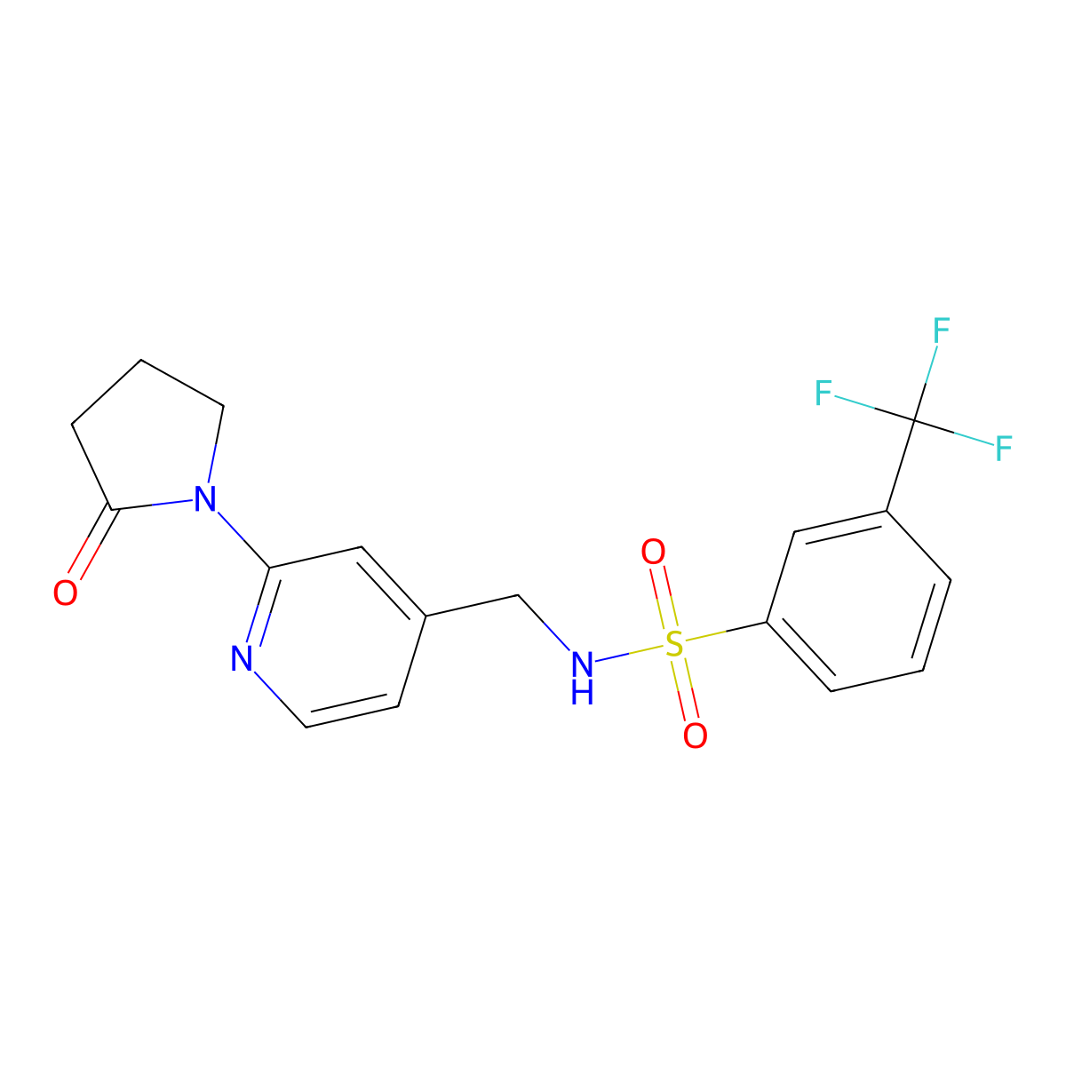 N-((2-(2-oxopyrrolidin-1-yl)pyridin-4-yl)methyl)-3-(trifluoromethyl)benzenesulfonamide molecular structure, CAS 2034524-89-3