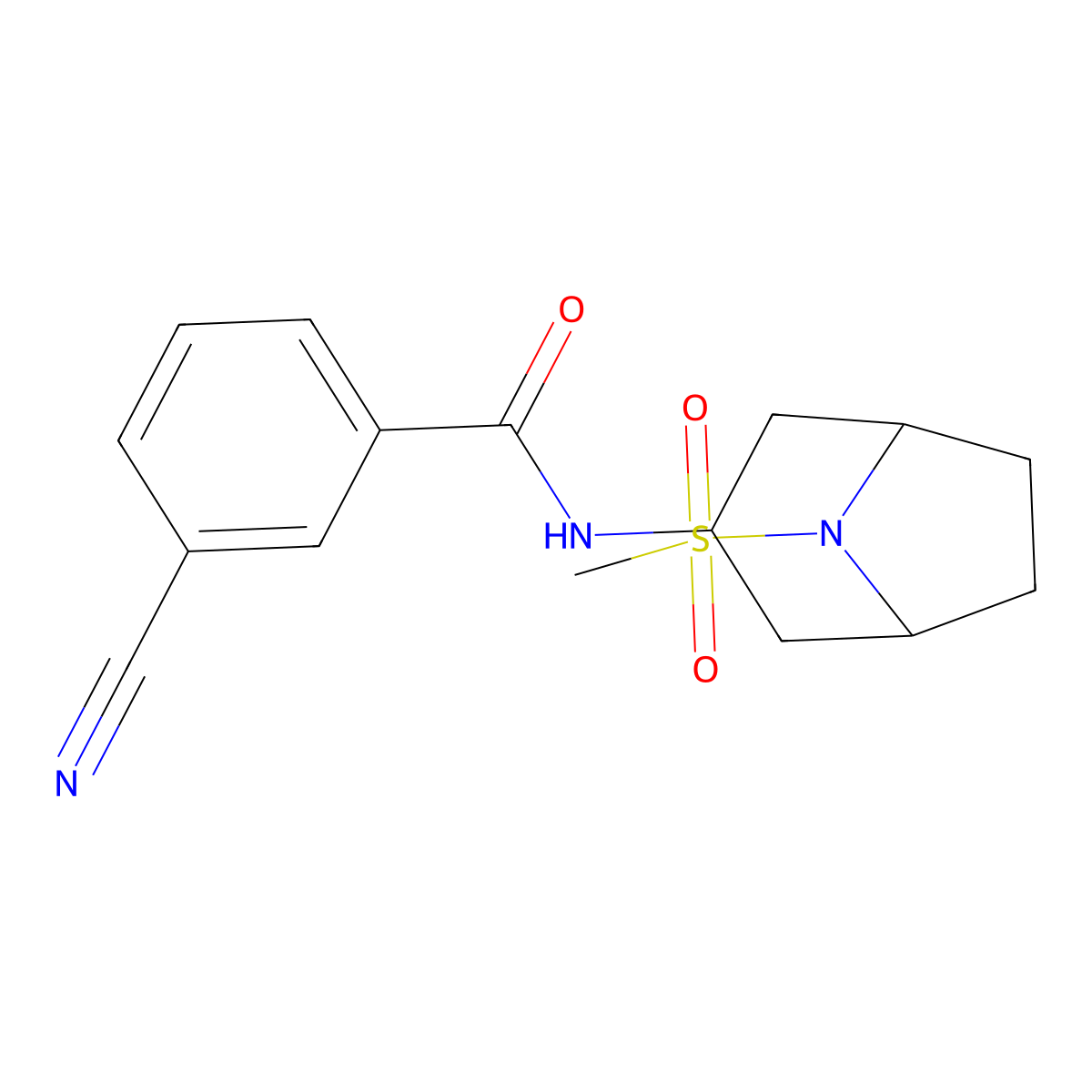 3-cyano-N-(8-(methylsulfonyl)-8-azabicyclo[3.2.1]octan-3-yl)benzamide molecular structure, CAS 2034524-94-0