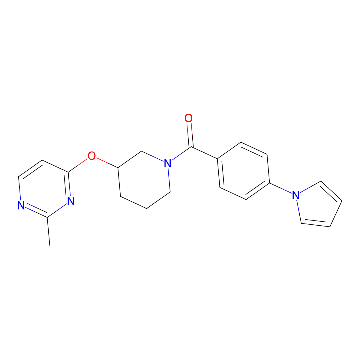 (4-(1H-pyrrol-1-yl)phenyl)(3-((2-methylpyrimidin-4-yl)oxy)piperidin-1-yl)methanone molecular structure, CAS 2034525-01-2