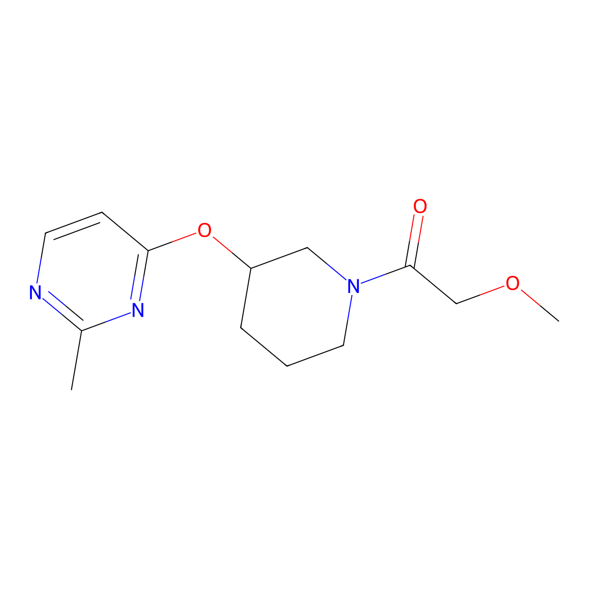 2-Methoxy-1-(3-((2-methylpyrimidin-4-yl)oxy)piperidin-1-yl)ethanone molecular structure, CAS 2034525-03-4