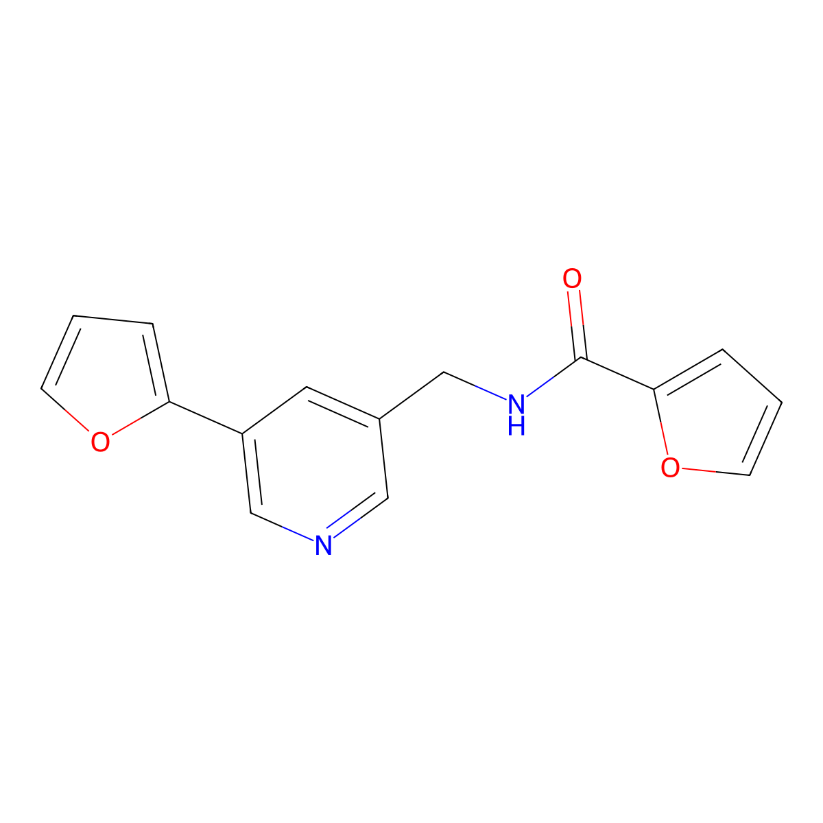 N-((5-(furan-2-yl)pyridin-3-yl)methyl)furan-2-carboxamide molecular structure, CAS 2034525-06-7