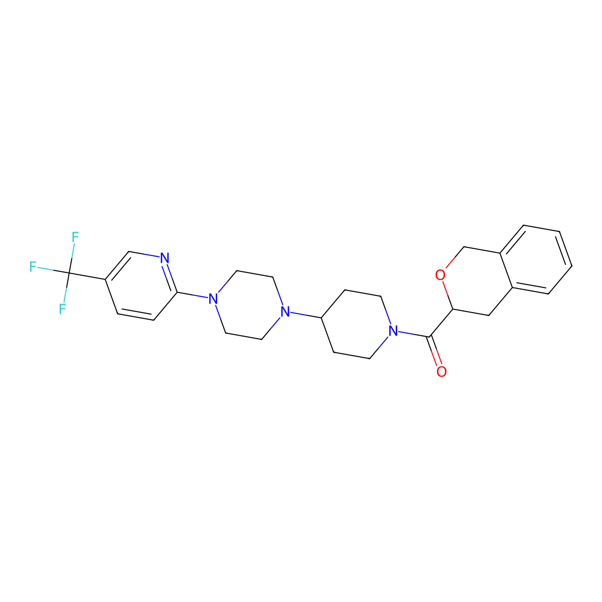 Isochroman-3-yl(4-(4-(5-(trifluoromethyl)pyridin-2-yl)piperazin-1-yl)piperidin-1-yl)methanone molecular structure, CAS 2034525-17-0