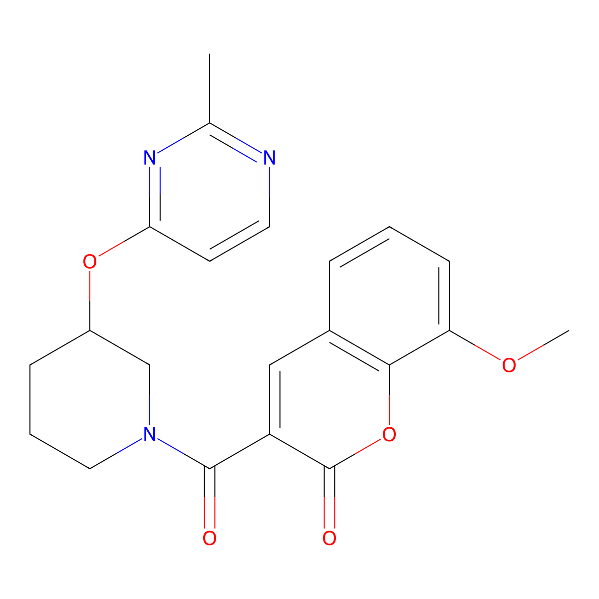 8-methoxy-3-(3-((2-methylpyrimidin-4-yl)oxy)piperidine-1-carbonyl)-2H-chromen-2-one molecular structure, CAS 2034525-22-7
