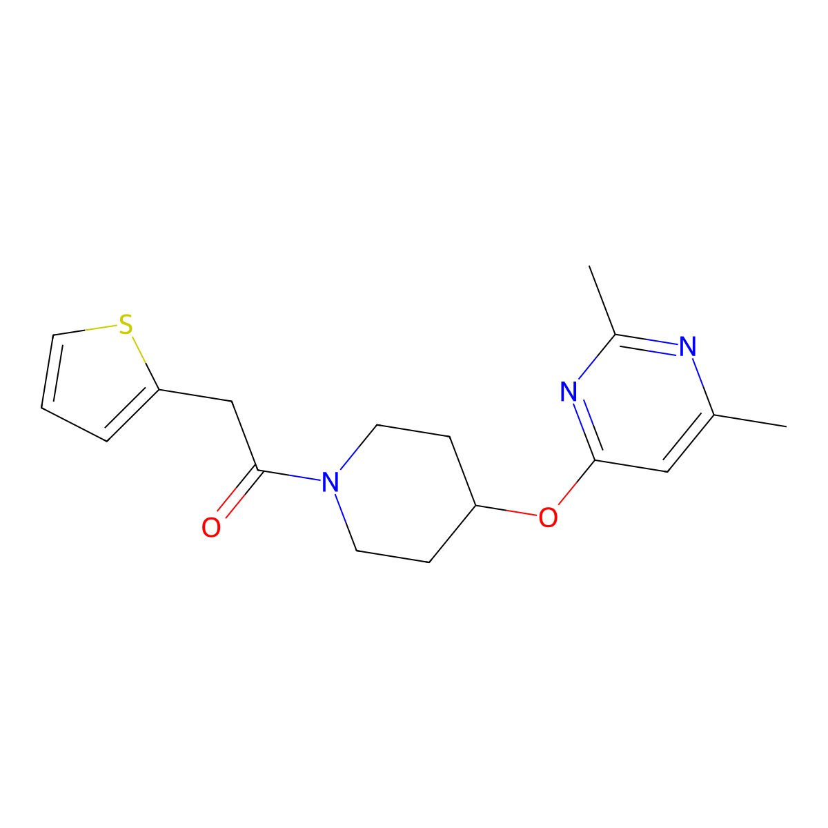 1-(4-((2,6-Dimethylpyrimidin-4-yl)oxy)piperidin-1-yl)-2-(thiophen-2-yl)ethanone molecular structure, CAS 2034525-23-8