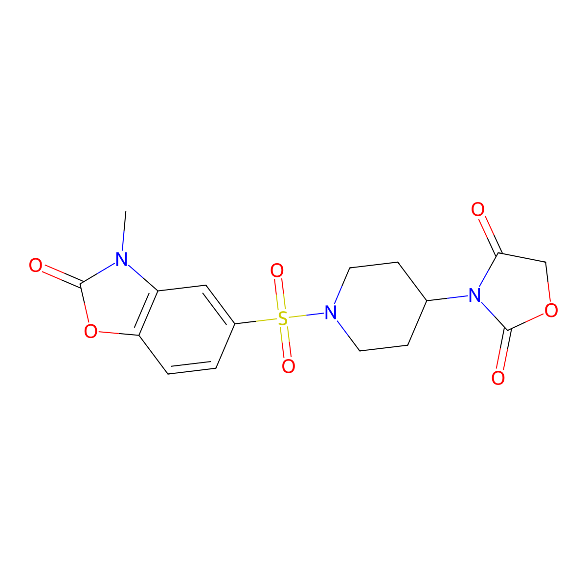 3-(1-((3-Methyl-2-oxo-2,3-dihydrobenzo[d]oxazol-5-yl)sulfonyl)piperidin-4-yl)oxazolidine-2,4-dione molecular structure, CAS 2034525-26-1